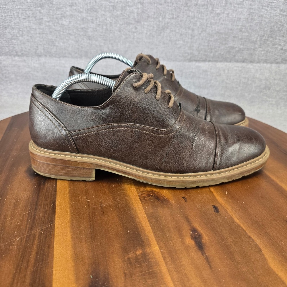 Perry Ellis Portfolio Mens Brown Cap Toe Oxford Dress Shoes PEFST14130B-2 Size 8 - Picture 1 of 16